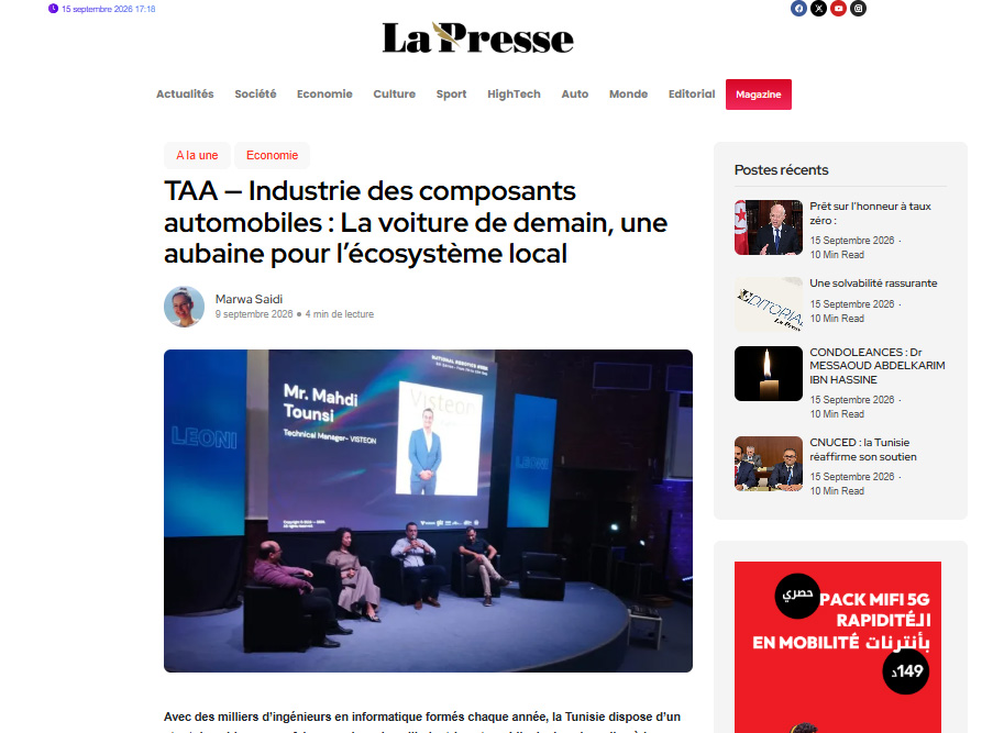 TAA — Industrie des composants automobiles : La voiture de demain, une aubaine pour l’écosystème local